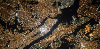 New York vue depuis la station spatiale internationale le 28 février 2020. Crédit photo : NASA