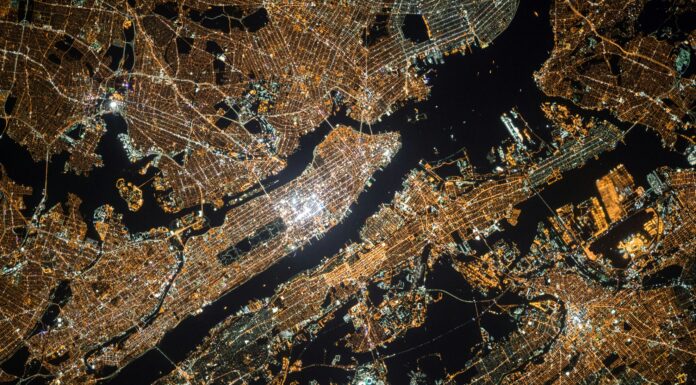 New York vue depuis la station spatiale internationale le 28 février 2020. Crédit photo : NASA